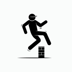 Man Jumping Icon.       Barrier Passing Symbol for Design and Sports Websites, Presentations or Mobile Applications.
