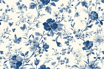 Elegant blue floral pattern with intricate design for decorative projects.