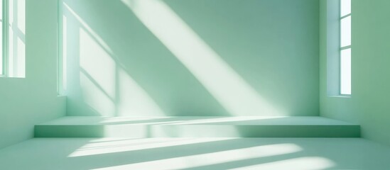 Obraz premium 3D Empty Pastel Green Room Background For Creative Product Showcase