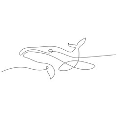 Fototapeta premium PrintContinuous one line drawing of orca whale. One line drawing illustration of whale killer fish. World aquatic animal day 