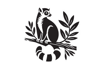 Lemur. Black and white simple vector illustration. Emblem, logo, print, isolated object © Victoria