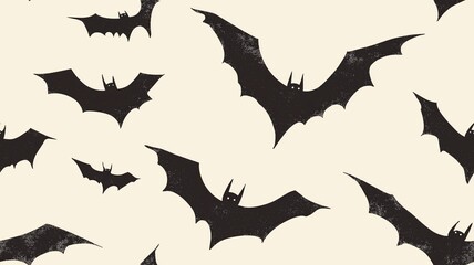 Naklejka premium Minimalist vintage bat pattern on light background for Halloween decor
