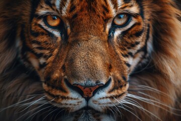 Majestic Tiger Portrait in Golden Hour Light with Bokeh Background