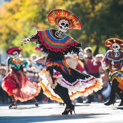 Vibrant Day of the Dead Dancers Celebrating Cultural Heritage