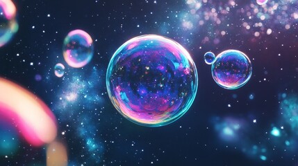 Fototapeta premium Technological hologram asbun bubbles abstract background in purple magenta and navy blue color