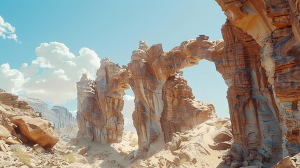 The desert's unique geology includes fascinating rock formations, such as arches and spires, sculpted over millennia by wind and water.