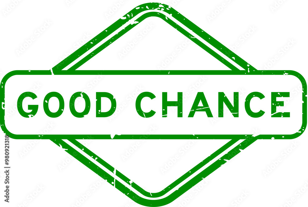 Wall mural Grunge green good chance word rubber seal stamp on white background