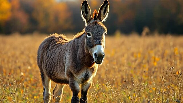 a donkey in the pasture footage