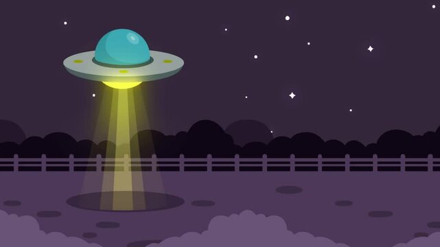 Animated cow being abducted by aliens