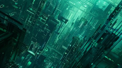 Obraz premium Green blue and turquoise abstract technological futuristic new age themed background