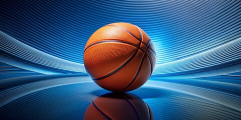 A dynamic blend of curved lines and blue hues, this basketball design captures the energy and excitement of