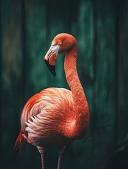 Obraz premium flamingo isolated on wooden background