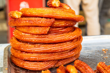 Halka Tatlici or sweet ring authentic middle eastern dessert on market stalls at Bazar or market in Baghdad, Iraq
