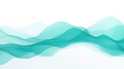 Abstract flowing waves in soft turquoise hues against a white background creating a serene and calming atmosphere