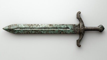 Obraz premium A detailed, ancient-looking sword with a patina finish.