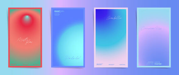 Fototapeta premium Modern Christmas and New Year Stories Bundle: Neon gradient backgrounds, vertical layouts, and festive card templates. Perfect for winter sale posts, greeting cards, and social media. 