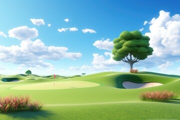 Fototapeta premium Tree golf landscape outdoors.
