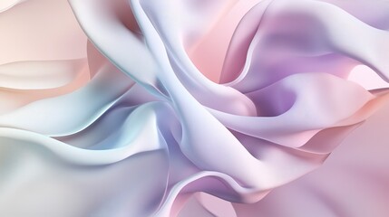 Obraz premium Soft pastel silk fabric flowing gently, creating delicate folds and waves in a serene and tranquil composition