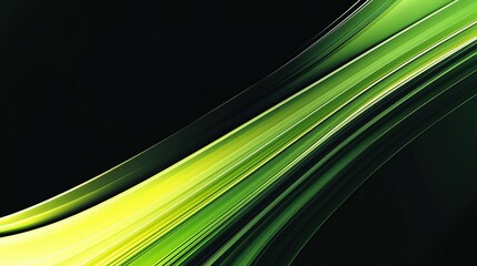 Obraz premium Dynamic green and black wave patterns flowing gracefully across a dark background, enhancing visual depth and movement