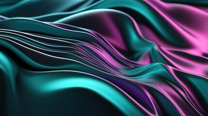 Obraz premium Vibrant silk fabric draped elegantly with waves of teal and magenta in soft light for a luxurious visual experience