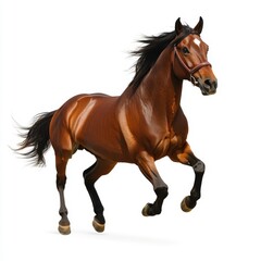 Obraz premium Brown Horse Galloping Isolated on White Background.