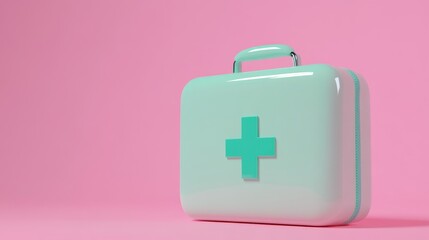 Obraz premium A red cross medical kit representing emergency healthcare and first aid, isolated on a white background