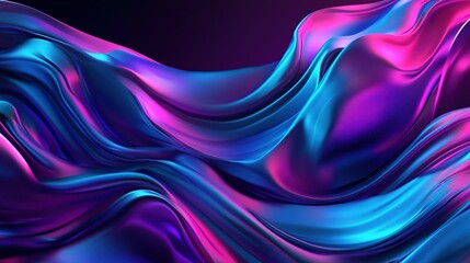 Obraz premium Colorful flowing fabric waves in vibrant shades of purple and blue, creating an abstract pattern against a dark background