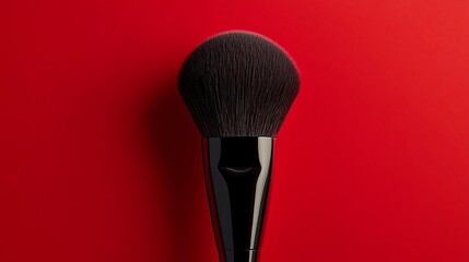 Makeup brush on a red background, beauty