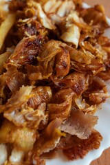 Close-up of kebab meat . Vertical shot .