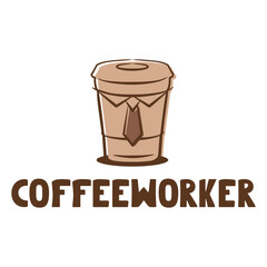 coffee worker flat minimalist logo design