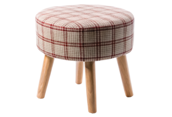 Plaid-patterned stool isolated with transparent background.