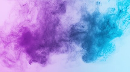 Obraz premium Colorful smoke swirls blend shades of purple and blue against a light background creating an artistic and vibrant atmosphere