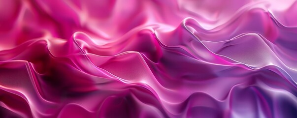Obraz premium Abstract Pink and Purple Waves 3D Rendered, Digital Art, Flowing, Gradient, Texture, Smooth, Dynamic