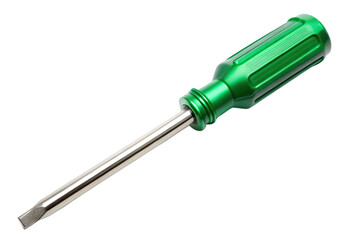 Fototapeta premium Green-handled screwdriver isolated with transparent background.