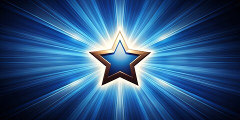 A star-shaped silhouette with rays of light against a blue background resembling the iconic Superman imagery