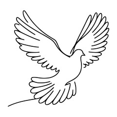 one line drawing flying dove bird animal vector illustration template design