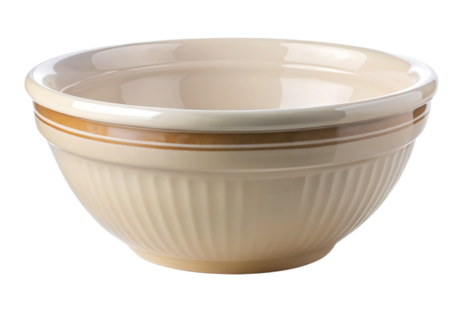 White ceramic mixing bowl isolated with transparent background.