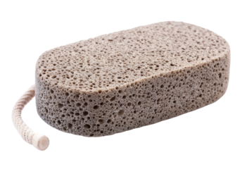 Pumice stone with string attached isolated with transparent background.
