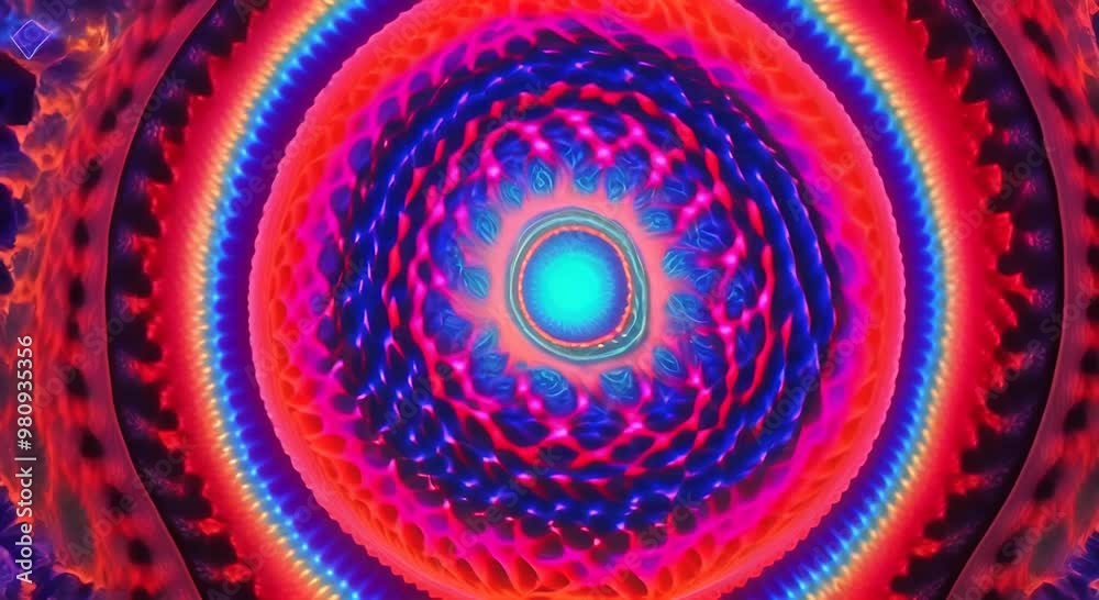 Wall mural 3d kaleidoscope mandala abstract background of trippy art psychedelic trance to open third eye with 