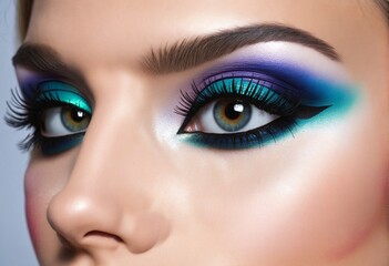 Obraz premium close up of female eye area with make up - Illustration