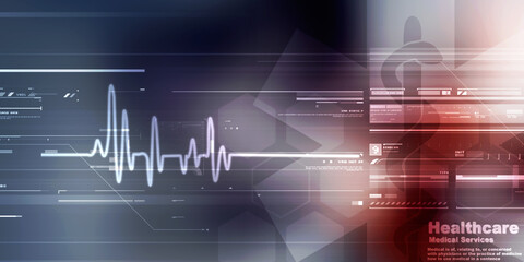 2D illustration Heart cardiogram background