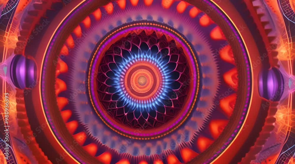 Wall mural 3d kaleidoscope mandala abstract background of trippy art psychedelic trance to open third eye with 