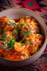 Georgian food. Khinkali with beef.