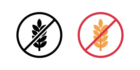 Gluten free icon set. Vector round badge