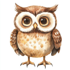 Owl watercolor clipart illustration isolated