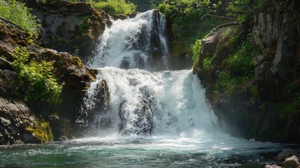 Obraz premium The power of a waterfall can be harnessed for scientific study and environmental monitoring.