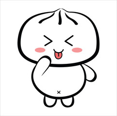 cute cartoon steamed bun illustration vector line art. Eps 10