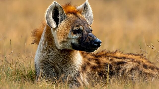 a hyena in the grassland footage