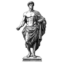 Roman man vintage illustration isolated on transparent background. Generative AI

