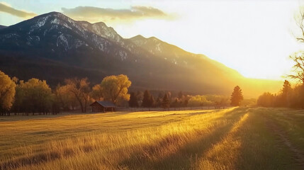 Obraz premium Gorgeous Dawn Light Spreading Across a Beautiful Landscape, Ideal for Nature Lover